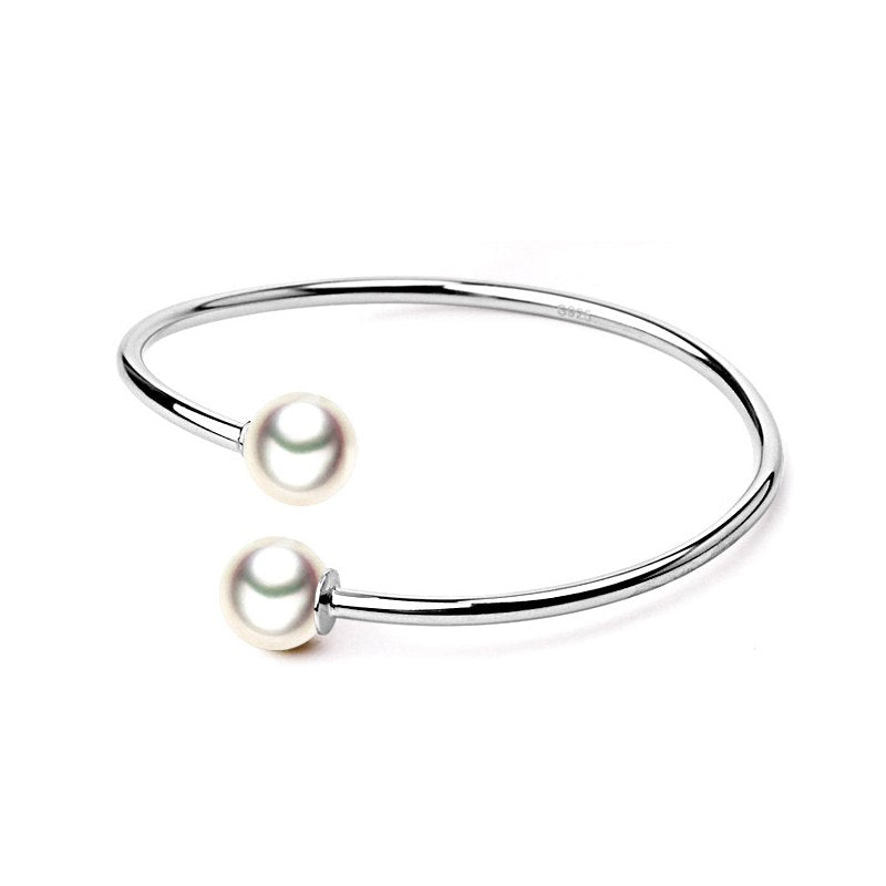 Open Cuff Bangles Double Ball Pearl Bracelets&Bangles bracelet argent 925 massif For Women Lady New Designer