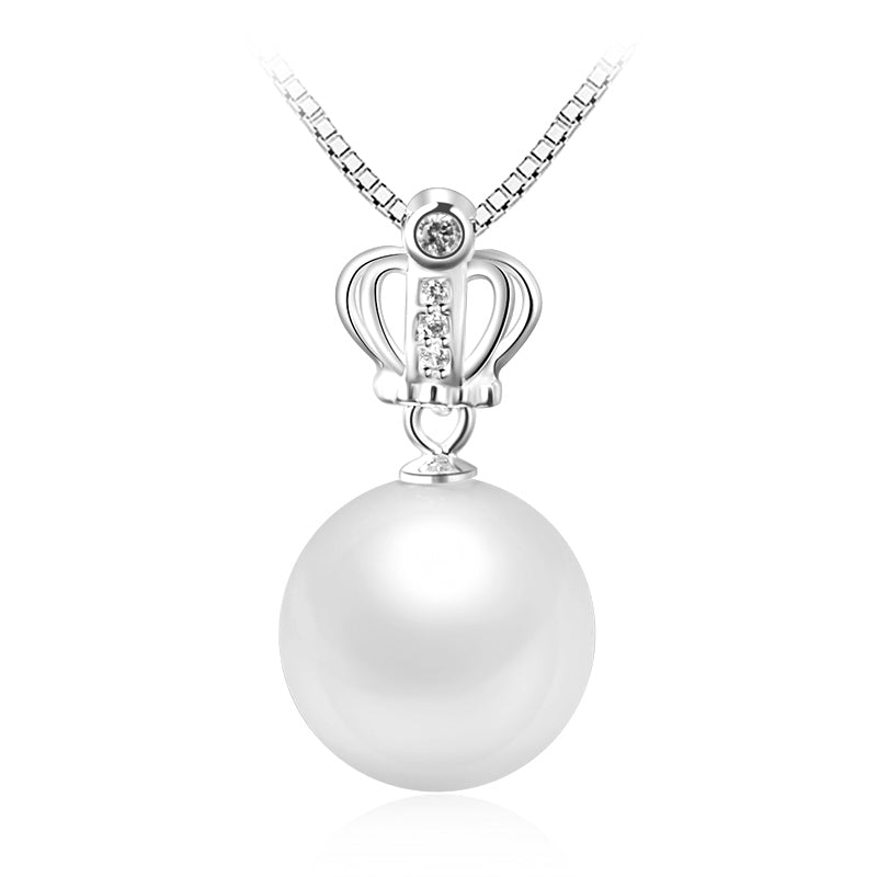 Pearl & 100% Silver 925 Necklaces Pendants Crown Pearl Pendant Necklace For Women Sterling Silver Pendant Pearl jewelry
