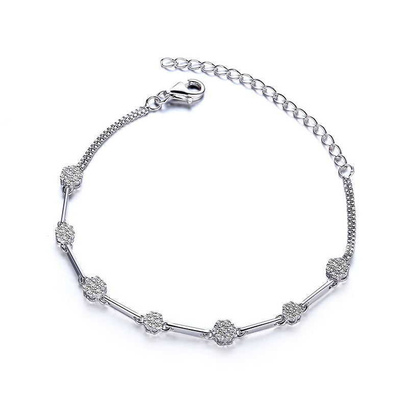 Plum Blossom 925 Sterling Silver Bracelet For Women Chain Adjustable Bracelets Luxury Jewelry Rose Gold Color pulseira