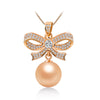 Romantic Bowknot Necklace Natural Pearl Ball Necklaces Pendants For Women Silver Jewellry colgantes plata 925