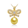 Romantic Bowknot Necklace Natural Pearl Ball Necklaces Pendants For Women Silver Jewellry colgantes plata 925