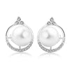 Round pearl earrings 925 sterling silver stud earrings For Women earings fashion jewelry Platinum/18K Gold 2colors