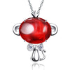 S925 Sterling Silver Pendant Necklaces Cute 12 Chinese Zodiac Necklaces Luxury Red Garnet Jewelry For Women