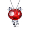 S925 Sterling Silver Pendant Necklaces Cute 12 Chinese Zodiac Necklaces Luxury Red Garnet Jewelry For Women