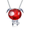 S925 Sterling Silver Pendant Necklaces Cute 12 Chinese Zodiac Necklaces Luxury Red Garnet Jewelry For Women