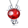 S925 Sterling Silver Pendant Necklaces Cute 12 Chinese Zodiac Necklaces Luxury Red Garnet Jewelry For Women