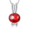 S925 Sterling Silver Pendant Necklaces Cute 12 Chinese Zodiac Necklaces Luxury Red Garnet Jewelry For Women