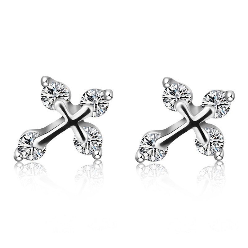 S925 Sterling Silver Stud Earrings Small Crosses Earrings For Women Fashion Jewelry Religion Earrings mujer moda