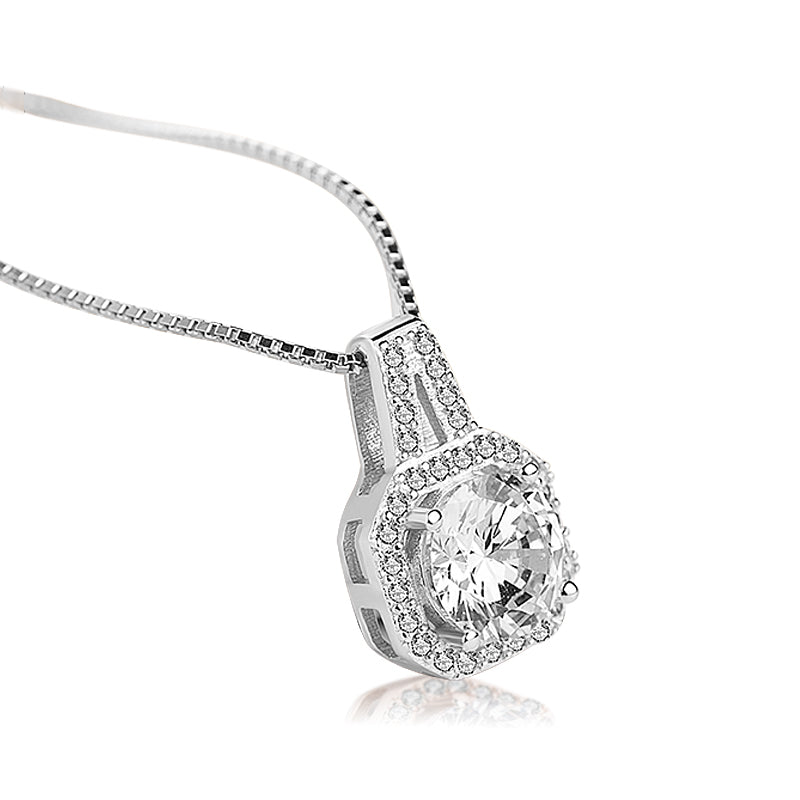 Sexy 925 Sterling Silver Square pendant necklace for women Wedding Jewelry Accessories