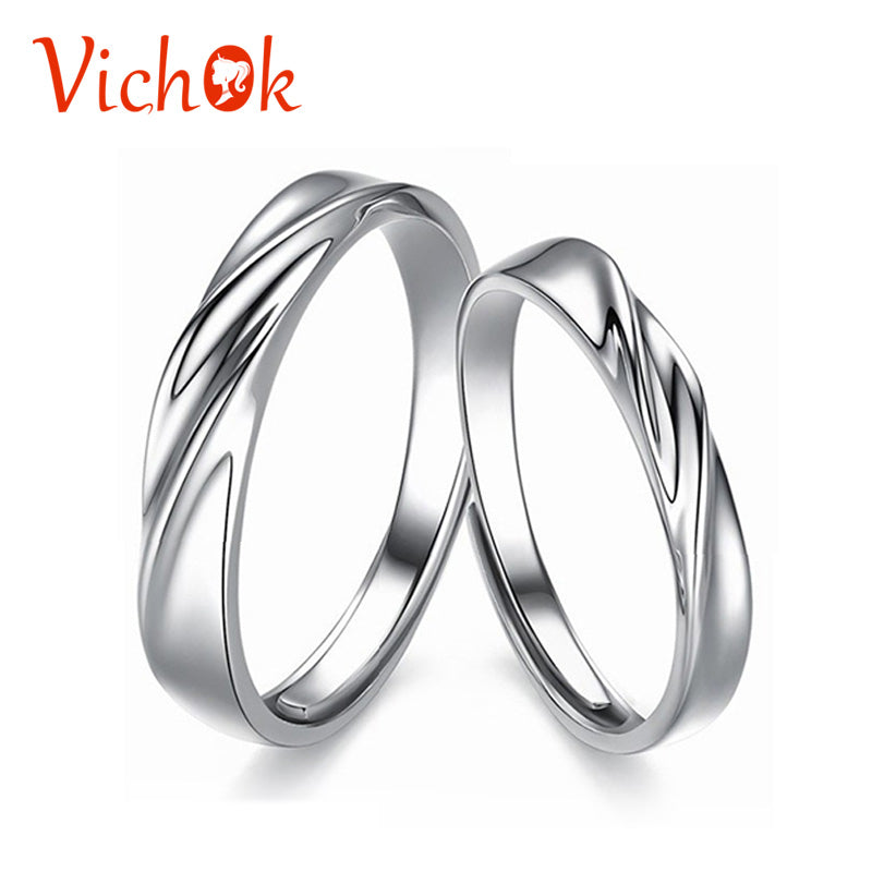 Simple Intertwined 925 Sterling Silver Couples Ring Set for Women Men Rings for Couple Resizable Bague