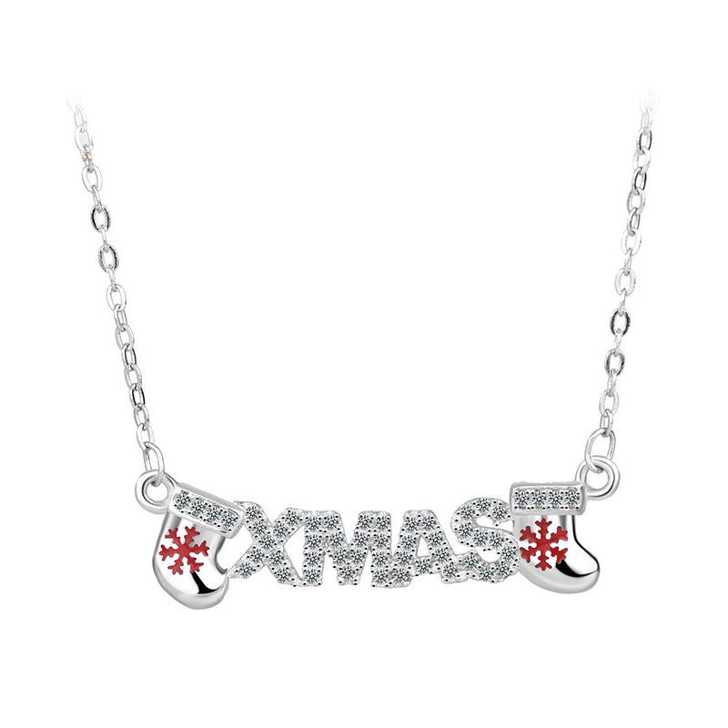 XMAS Snowflake Necklace&Pendants silver 925 jewelry Women Winter Christmas Gift kolye colier Rose Gold/Gold/Silver Color