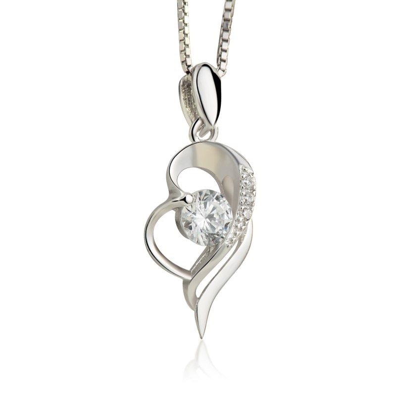 silver 925 jewelry Pendants & Necklaces Women Shiny Crystal kolye Chain Necklaces Platinum Color choker necklace