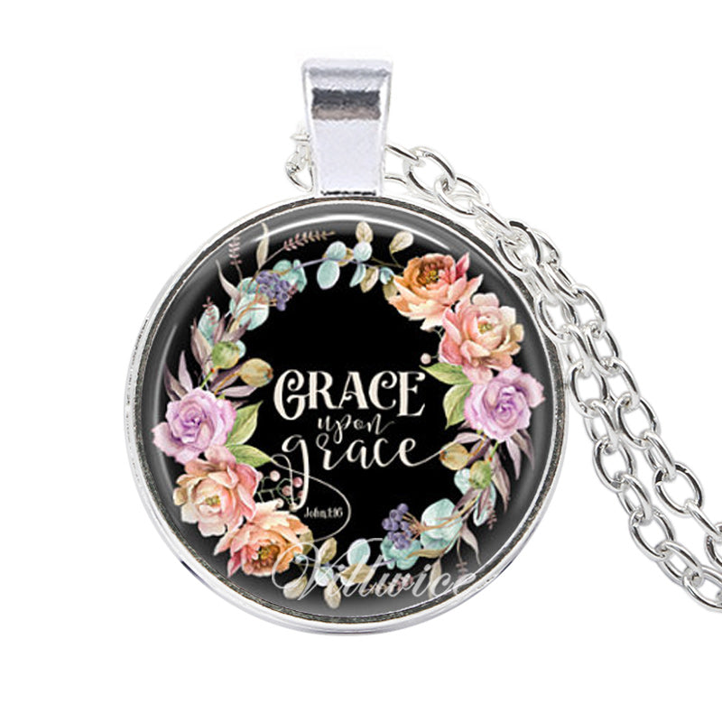 VILLWICE Bible Verses Scripture Necklace Silver Plated Pendant Necklace For Christian Quote Jewelry Party Favor Gifts NL0806