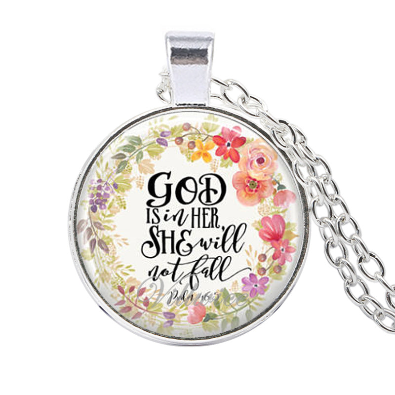 VILLWICE Bible Verses Scripture Necklace Silver Plated Pendant Necklace For Christian Quote Jewelry Party Favor Gifts NL0806