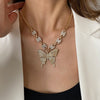 VIMIO 2022 Exaggerated Butterfly Micro-inlaid Rhinestone Geometric Clavicle Chain Retro Cuban Hip Hop Sweater Chain