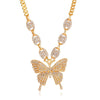 VIMIO 2022 Exaggerated Butterfly Micro-inlaid Rhinestone Geometric Clavicle Chain Retro Cuban Hip Hop Sweater Chain