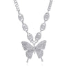 VIMIO 2022 Exaggerated Butterfly Micro-inlaid Rhinestone Geometric Clavicle Chain Retro Cuban Hip Hop Sweater Chain
