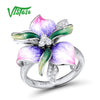 925 Sterling Silver Rings For Women Natural Stone Enamel Fine Jewelry