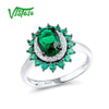 925 Sterling Silver Rings For Women Natural Stone Green Spinel Round Cubic Zirconia Fine Jewelry Rings Women's Jewelry