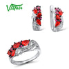 Jewelry Sets For Woman Created Ruby Red Crystal Stones Jewelry Set Earrings Ring 925 Sterling Silver Fine Jewelry