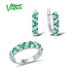 Jewelry Sets For Woman Green Spinels White CZ Stones Jewelry Set Earrings Ring 925 Sterling Silver Fashion Fine Jewelry