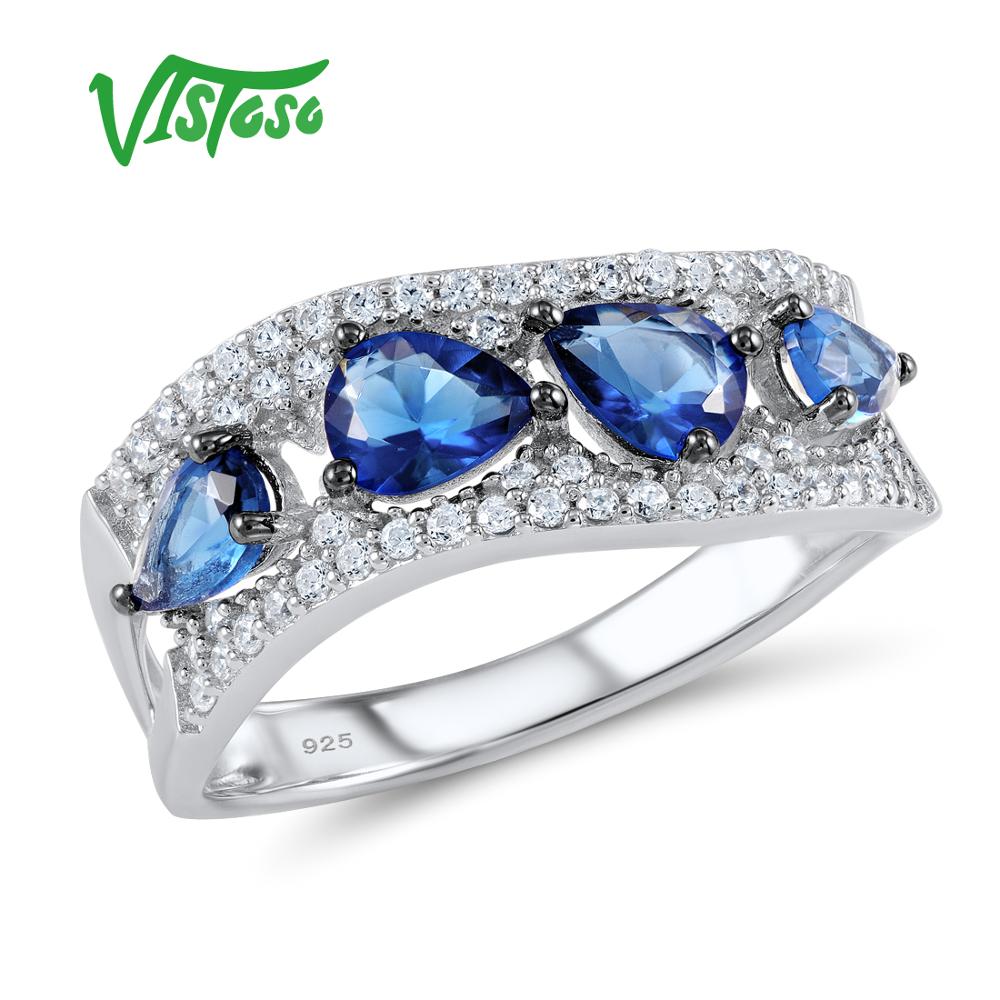 Silver Ring For Women 925 Sterling Silver Blue Crystal Rings for Women 2020 Cubic Zirconia Ringen Party Fashion Jewelry
