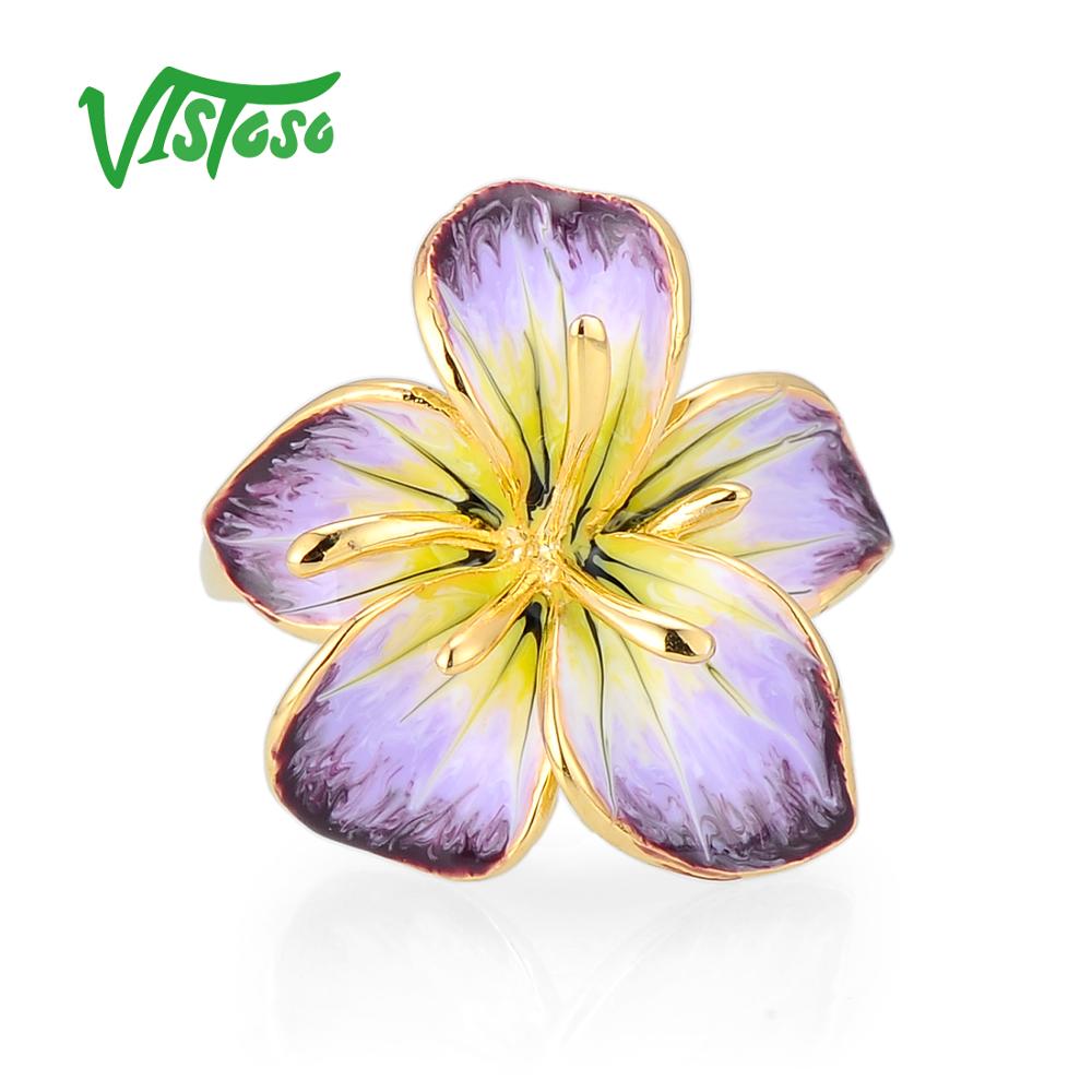 Silver Rings For Women Gorgeous Blooming Flower Ring Pink Floral Ring 925 Sterling Silver Fine Jewelry Handmade Enamel