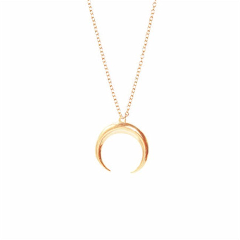 New Curved Moon pendants ladies Gold Silver simple necklace for women Jewelry Birthd Gifts