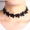VIVILADY Cute Handmade Black White Lace Flower Chokers Necklace for Women Imitation Pearl Jewelry Bijoux Party Gifts
