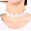 VIVILADY Cute Handmade Black White Lace Flower Chokers Necklace for Women Imitation Pearl Jewelry Bijoux Party Gifts