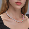 VIVILADY Minority Simple Style Soft Ceramic Material Splicing Imitation Pearl Female Necklace Beach Vocation Jewellry