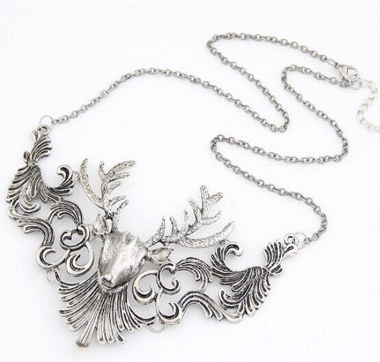 VIVILADY Vintage Gold Color Metal Deer Pendants Necklaces Women Mother Day Chain Jewelry Bijoux Accessory Party Gifts
