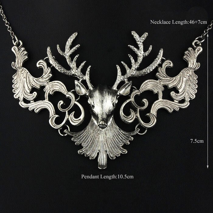VIVILADY Vintage Gold Color Metal Deer Pendants Necklaces Women Mother Day Chain Jewelry Bijoux Accessory Party Gifts