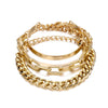 VKME 4pcs Punk Curb Cuban Chain Bracelets Set for Women Miami Boho Thick Gold Color Charm Bracelets Bangles  Jewelry