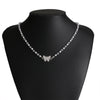 VKME Kpop Bead Beaded Necklace For Women Butterfly Crystal Pendant Charm Choker Necklaces Korean Jewelry Accessories