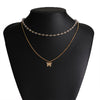 VKME Kpop Bead Beaded Necklace For Women Butterfly Crystal Pendant Charm Choker Necklaces Korean Jewelry Accessories