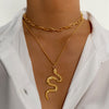 VKME Punk Gold Layered Chain Snake Pendant Choker Necklace For Women  Statement Chunky Chains Collar Necklaces Jewelry