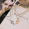 VKME Punk Gold Layered Chain Snake Pendant Choker Necklace For Women  Statement Chunky Chains Collar Necklaces Jewelry