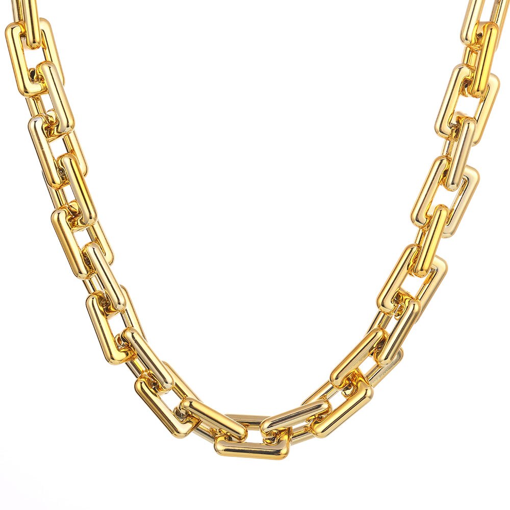 VKME Punk Large Chunky Chain Necklace Collar for Women Men Vintage Thick Gig Chain Choker U Shape Lock Necklaces Party Jewelry