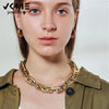 VKME Punk Large Chunky Chain Necklace Collar for Women Men Vintage Thick Gig Chain Choker U Shape Lock Necklaces Party Jewelry