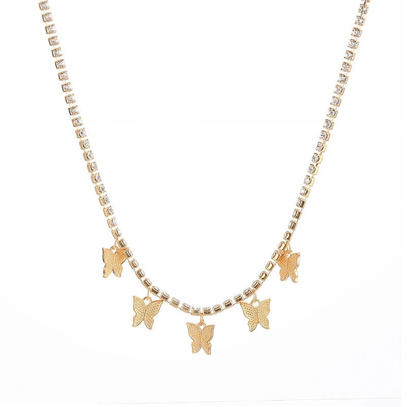 VKME Vintage Multilayer Butterfly Chain Necklace For Women Gun Pendant Choker Necklaces Statement Bohemian 2021 Jewelry