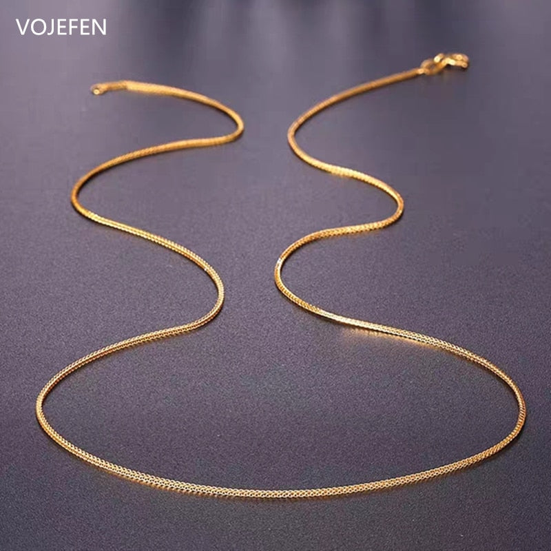 VOJEFEN Women's AU750 18k Pure Gold Necklace Chain Jewelry Yellow Gold Snake Chain for Women Choker Necklace Jewelry Gift