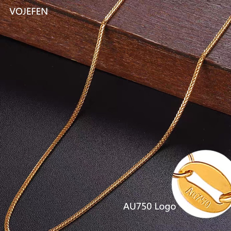 VOJEFEN Women's AU750 18k Pure Gold Necklace Chain Jewelry Yellow Gold Snake Chain for Women Choker Necklace Jewelry Gift
