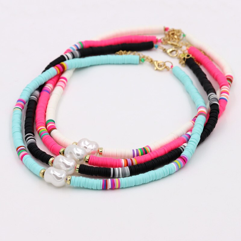 VONNOR Korean Necklaces Costume Jewelry for Women 2022 Choker on the Neck Chain Multicolor Clay Imitation Pearl Necklace