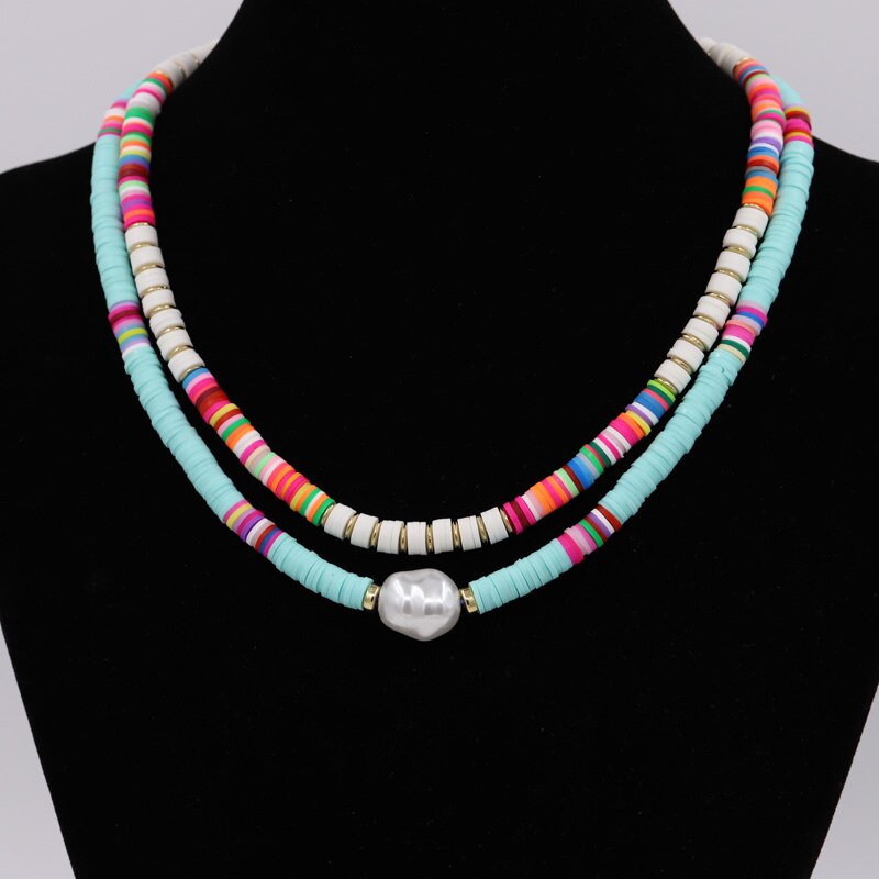 VONNOR Korean Necklaces Costume Jewelry for Women 2022 Choker on the Neck Chain Multicolor Clay Imitation Pearl Necklace