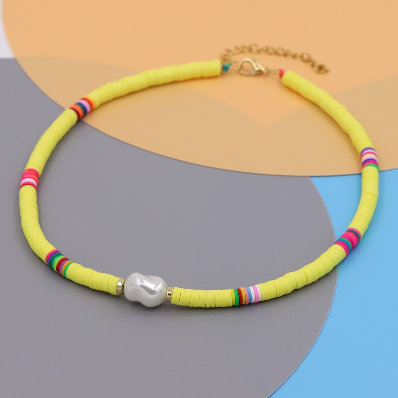 VONNOR Korean Necklaces Costume Jewelry for Women 2022 Choker on the Neck Chain Multicolor Clay Imitation Pearl Necklace