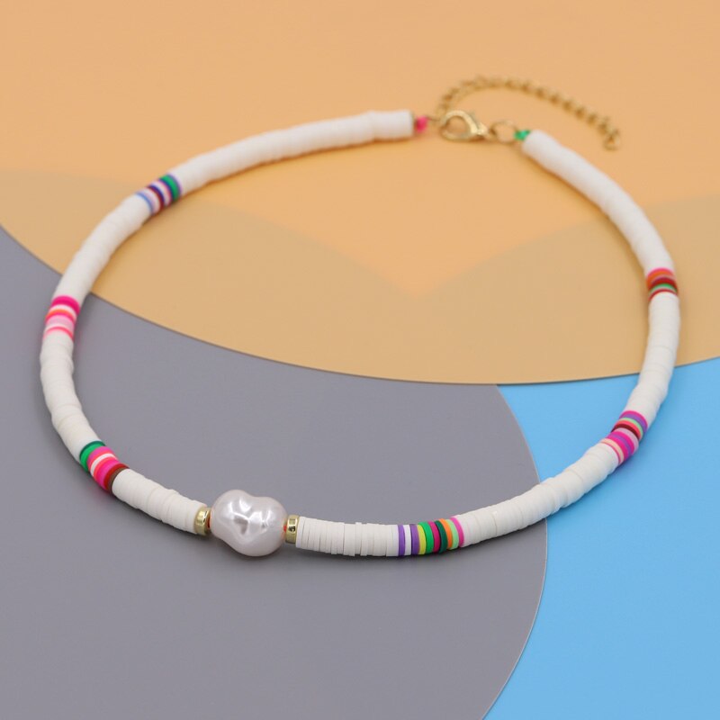 VONNOR Korean Necklaces Costume Jewelry for Women 2022 Choker on the Neck Chain Multicolor Clay Imitation Pearl Necklace