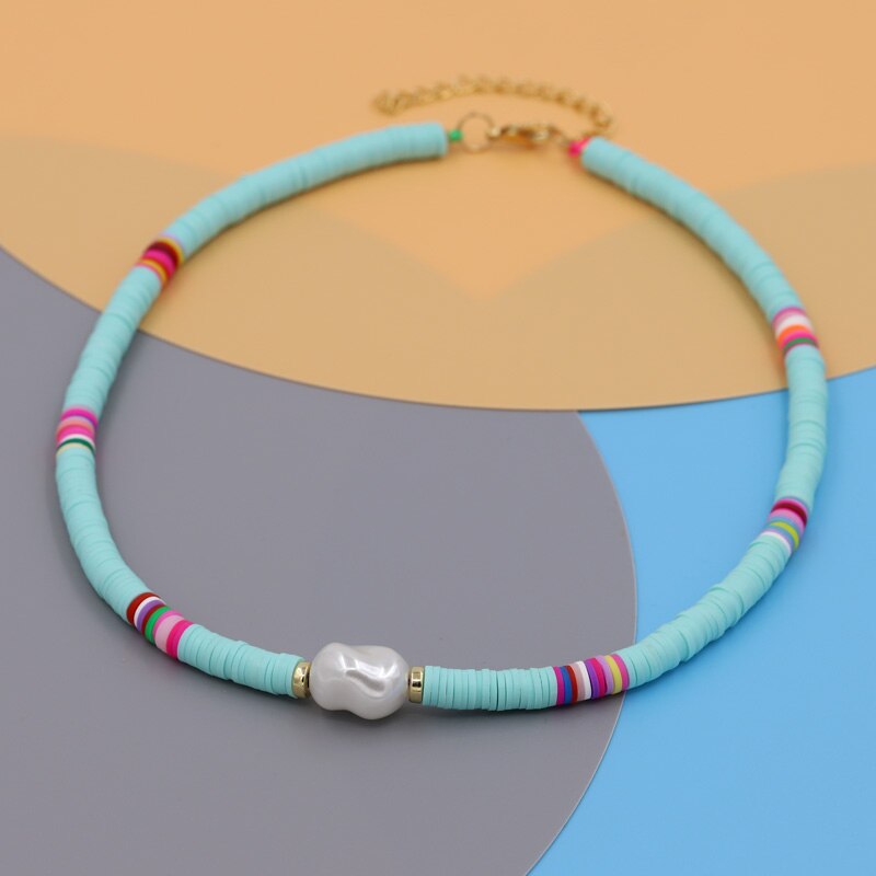 VONNOR Korean Necklaces Costume Jewelry for Women 2022 Choker on the Neck Chain Multicolor Clay Imitation Pearl Necklace