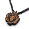 VOQ Hiphop Rock The Lion King Pendant Long Necklace for Men Wood Beads Sweater Chains Original Jewerly Party Gifts