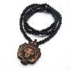 VOQ Hiphop Rock The Lion King Pendant Long Necklace for Men Wood Beads Sweater Chains Original Jewerly Party Gifts